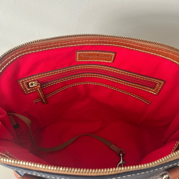 Dooney & Bourke Navy and brown leather handbag - Picture 9 of 10